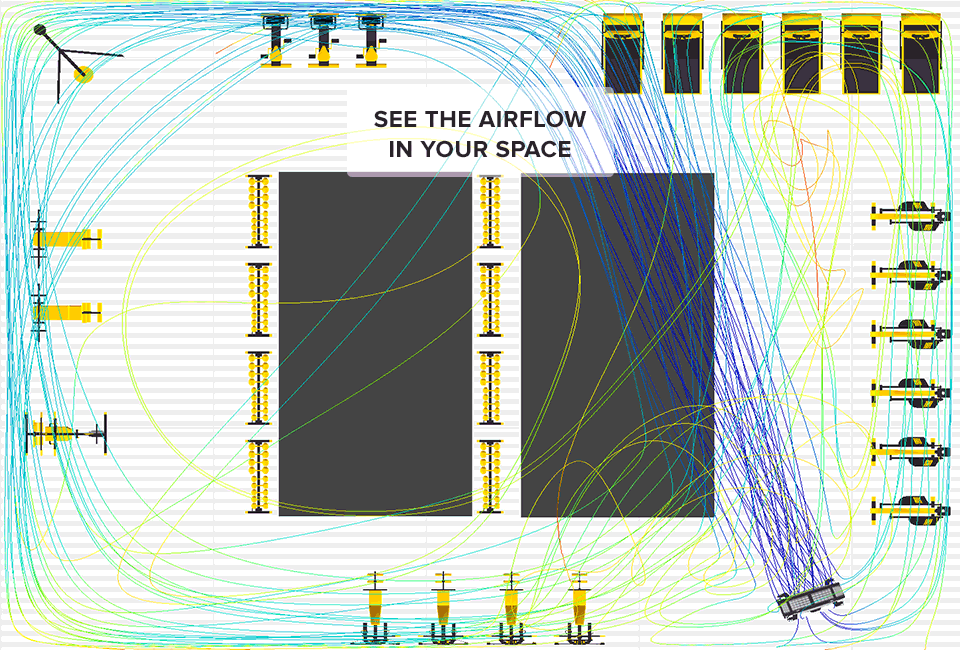 Sidekick 3D Airflow Analyse der Veränderung der Raumluft mit einem Ventilator